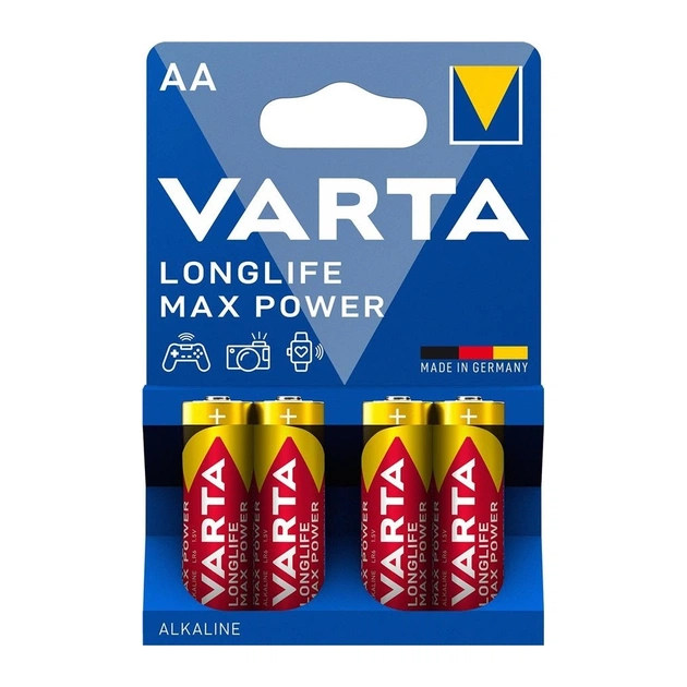 Батарейка Varta AA Longlife Max Power щелочная * 4 (04706101404) - изображение 1