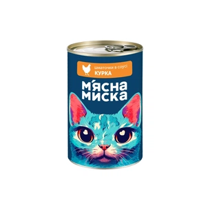 Консерви для котів М'ясна Миска шматочки в соусі з куркою 415 г (4820255192192) зображення 1