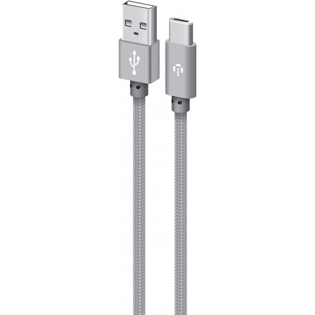 Дата кабель USB 2.0 AM to USB-C 1.0m grey Intaleo (1283126489136) - изображение 1