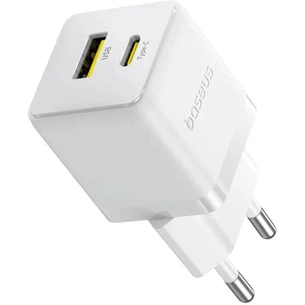 Зарядний пристрій Baseus 1xUSB-C 30W + 1xUSB white (P1011160A213-00) зображення 1