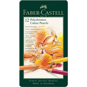 Карандаши цветные Faber-Castell Polychromos, металева коробка, 12 кольорів (110012) (15440) изображение 1