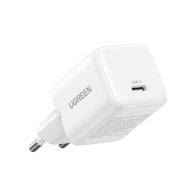 Зарядний пристрій Ugreen USB-C PD30W GaN white (65009) - зображення 1