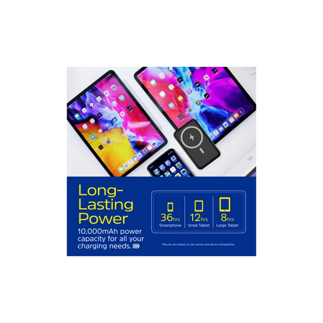 Батарея универсальная Energizer Magnetic Wireless 10000mAh 22.5W PD USB-A, USB-C In/Out, Black (QM10002PQ) - изображение 7