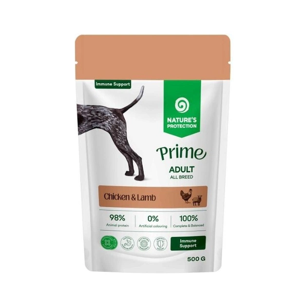 Влажный корм для собак Nature's Protection Prime Immunity Support Adult Dogs Chicken and Lamb 500 г (NPPR47925) - изображение 1