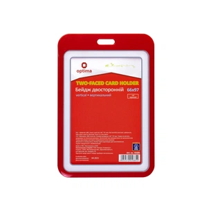 Бейдж Optima преміальний вертикальний 66х97 мм двосторонній, червоний (O45685) изображение 1