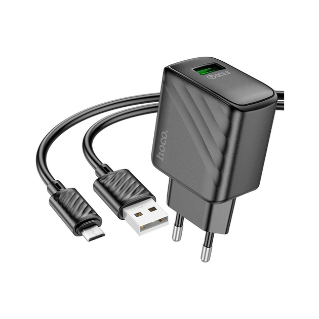 Зарядное устройство HOCO CS21A Rich USB QC3.0 + cable USB to Micro 5P Black (6942007609890) - изображение 1