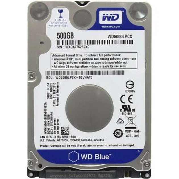 Жорсткий диск для ноутбука 2.5" 500GB WD (#WD5000LPCX-FR#) - зображення 1
