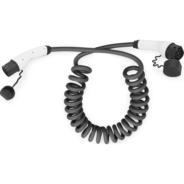 Зарядний кабель Digitus для електромобілів Type 2 to Type 2 Spiral, 32А, 7.4кВт, 1 фазний, 10м (DK-1P32-S-100) - зображення 1