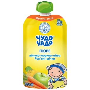 Дитяче пюре Чудо-Чадо Яблуко, морква, айва з 5 місяців 90 г (4820016253629) изображение 1