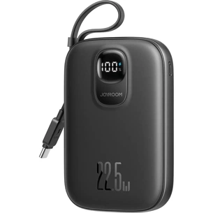 Батарея универсальная JOYROOM 10000mAh, 22.5W, PD, QC, built-in USB-C cable, Black (JR-PBF17) изображение 1