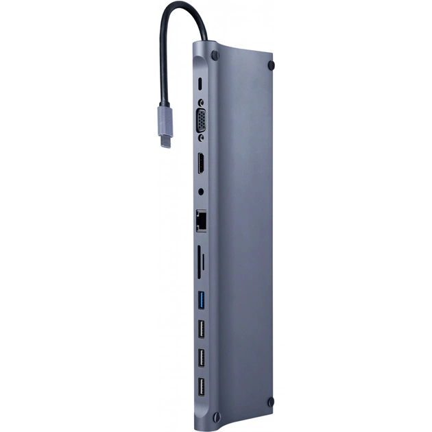 Концентратор Cablexpert USB-C 9-in-1 (USB-hub + HDMI/VGA/PD/CR/LAN/3.5mm) (A-CM-COMBO11-01) - изображение 1