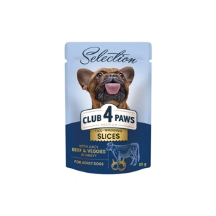 Вологий корм для собак Club 4 Paws Selection Плюс Шматочки з яловичиною та овочами в соусі 85 г (4820215368063) зображення 1