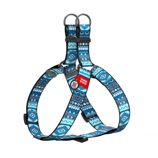Шлея для собак WAUDOG Nylon з QR паспортом "Етно синій" пластиковий фастекс XL (324-0131) - picture 1