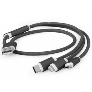 Дата кабель USB 2.0 AM to Lightning + Micro 5P + USB-C 1.0m black Cablexpert (CC-USB2-AM31-1M) зображення 1