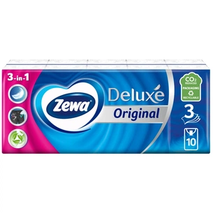 Серветки косметичні Zewa Deluxe 3 шари 10 шт х 10 пачок (9011111516145) зображення 1