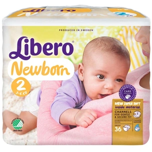Підгузки Libero Newborn 2 (3-6кг) 36 шт (7322540694635) зображення 1
