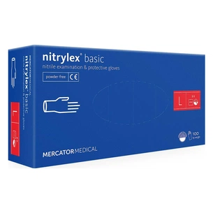 Медичні рукавички Mercator Medical Nitrylex Basic Нітрилові Неопудрені діагностичні Розмір L Сині 100 шт. (3.1007) (5906615004639/5906615035497) зображення 1