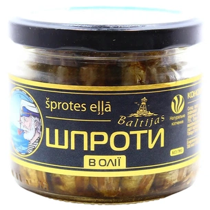 Рибні консерви Baltijas Шпроти в олії 160 г (4820062442404) зображення 1