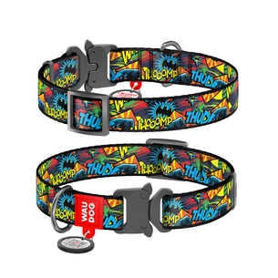 Нашийник для тварин WAUDOG Nylon з QR-паспортом "Бетмен Яскравий" металічна пряжка-фастекс XL (0026-2003) зображення 1