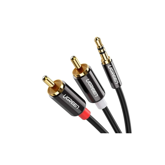 Кабель мультимедійний 3.5mm M to 2xRCA M 2.0m AV116 black Ugreen (10584) - зображення 1