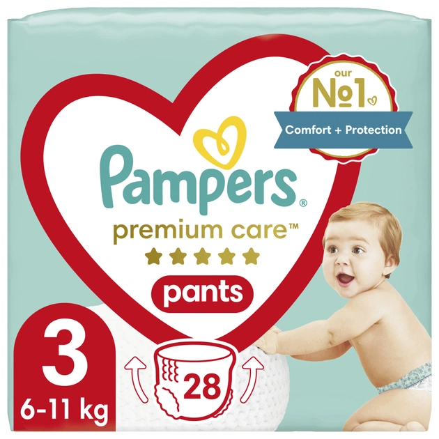 Подгузники Pampers Premium Care Pants Midi Размер 3 (6-11 кг), 28 шт. (4015400687894) - изображение 1