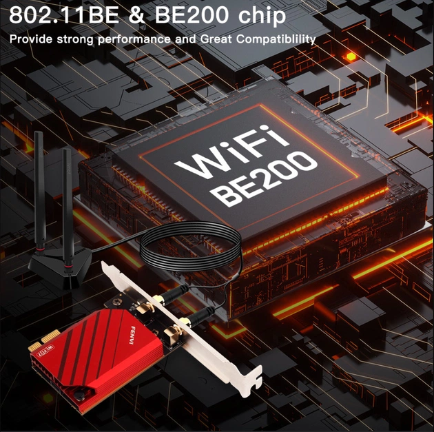 Бездротовий адаптер Fenvi FV-BE8800Pro Wi-Fi 7, Bluetooth 5.4 Gaming Tri Band 2.4G/5G/6GHz - picture 4