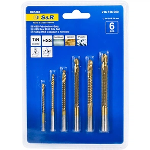 Набір свердл S&R Meister свердел-фрез 6 шт.:3, 4, 5, 6, 6.5, 8 мм дер./мет./пластик (216816000) зображення 1