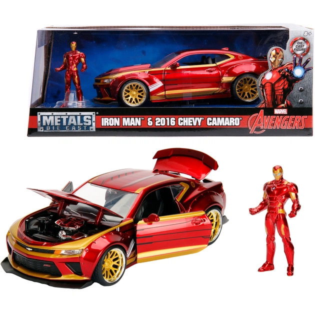 Машина Jada металева Марвел. Месники: Шевроле Камаро (2016) з фігуркою Залізної людини 1:24 (253225003) - picture 8