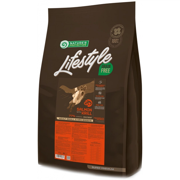 Сухой корм для собак Nature's Protection Lifestyle Grain Free Salmon, krill Adult Small&Mini 10 кг (NPLS45681) - изображение 1