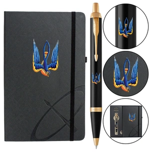 Ручка кулькова Parker IM 17 UKRAINE Black GT BP Тризуб-Ластівка + блокнот Parker + подар.упаковка GIFT24 (22032b24_T1230u) изображение 1