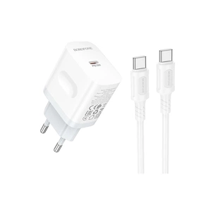 Зарядний пристрій BOROFONE USB-C PD20W + cable USB-C to USB-C white (6941991121371) зображення 1