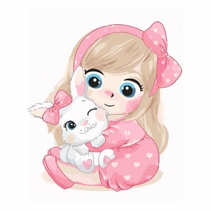 Картина по номерам Strateg Дівчинка з зайчиком 30х40 см (SV-0097) зображення 1