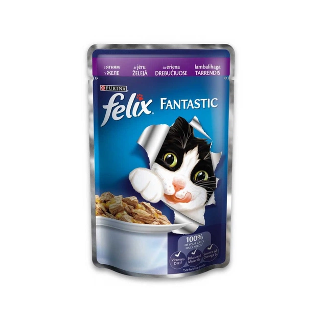 Вологий корм для кішок Purina Felix Fantastic в желе з ягням 100 г (7613035072602) - зображення 1