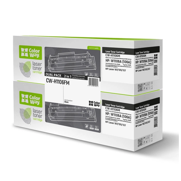 Картридж ColorWay HP W1106A M107/135/137 Black DUAL PACK (CW-H1106FM) - зображення 1
