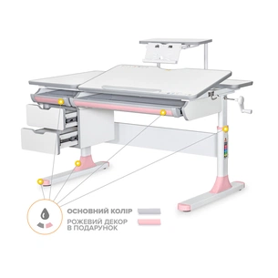 Парта Mealux Hamilton Multicolor Pink з полицею S-50 (BD-680 W/G MC +PN +S50 WG) зображення 1