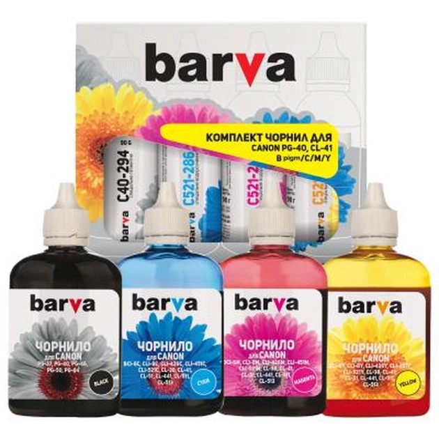 Чернила Barva Canon PG-40 + CL-41 B/C/M/Y (4x90 г) SET (CPG40-090-MP) - изображение 1