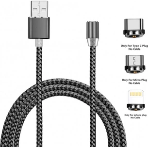 Дата кабель USB 2.0 AM to Lightning + Micro 5P + USB-C 1.2m Magneto gre XoKo (SC-350MGNT-GR) зображення 1