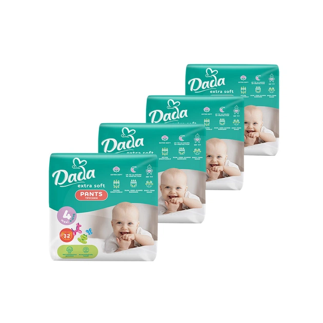 Підгузки Dada Extra Soft 4 Maxi (9-15 кг) 128 шт (4 упаковки по 32 шт) (4820174989606) - зображення 1