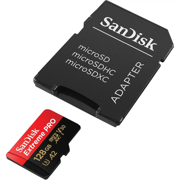 Карта пам'яті SanDisk 128 GB microSDXC UHS-I U3 Extreme Pro+SD Adapter (SDSQXCD-128G-GN6MA) - picture 4