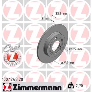 Гальмівний диск ZIMMERMANN 100.1248.20 зображення 1