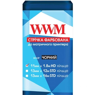 Стрічка до принтерів 11мм х 1.8м HD (К.) Black WWM (R11.1.8H) зображення 1