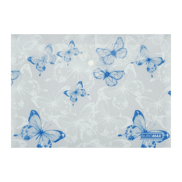 Папка - конверт Buromax А4 на кнопці, BUTTERFLY ARABESKI, напівпрозора, біла перламутрова (BM.3943-31) - зображення 1