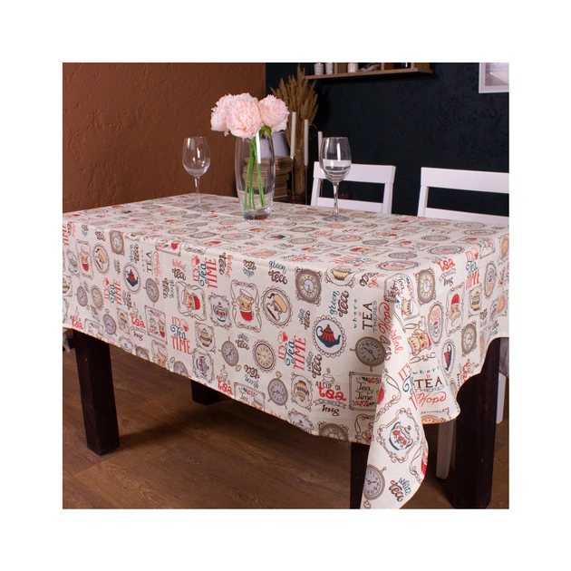 Скатертина MirSon Рогожа №218 Cream Services 130x130 см (2200006738596) - зображення 1