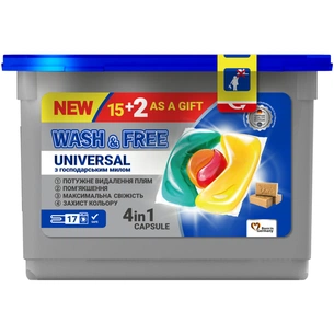 Капсули для прання Wash&Free Universal зі стружкою господарського мила 17 шт. (4260637720504) зображення 1