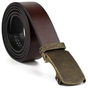 Ремінь Vintage Чоловічий із зернистою пряжкою автомат Коричневий (20273) - зменшене зображення 3