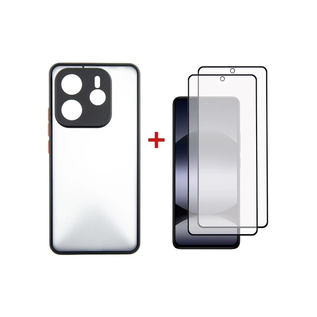 Чохол до мобільного телефона Dengos Kit Xiaomi Redmi Note 14 5G Matte + 2 pcs glass (Black) (DG-CTG2P-01) - зображення 1
