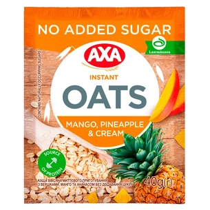 Їжа швидкого приготування АХА Каша Вівсяна з вершками, манго та ананасом без цукру 40 г (4820237692047) зображення 1