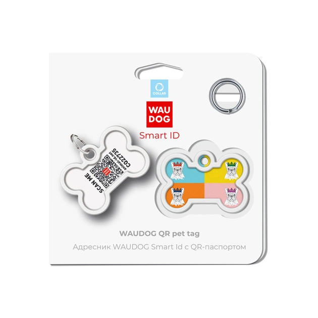 Адресник для тварин WAUDOG Smart ID з QR паспортом "Французький бульдог", кістка 40х28 мм (0640-0209) - picture 5