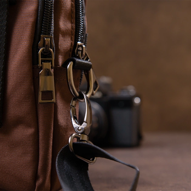 Сумка Vintage На пояс нейлон Коричневая (20648) - изображение 10