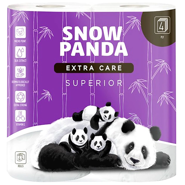 Туалетний папір Сніжна Панда Extra Care Superior 4 шари 4 рулони (4820183970626) - зображення 1
